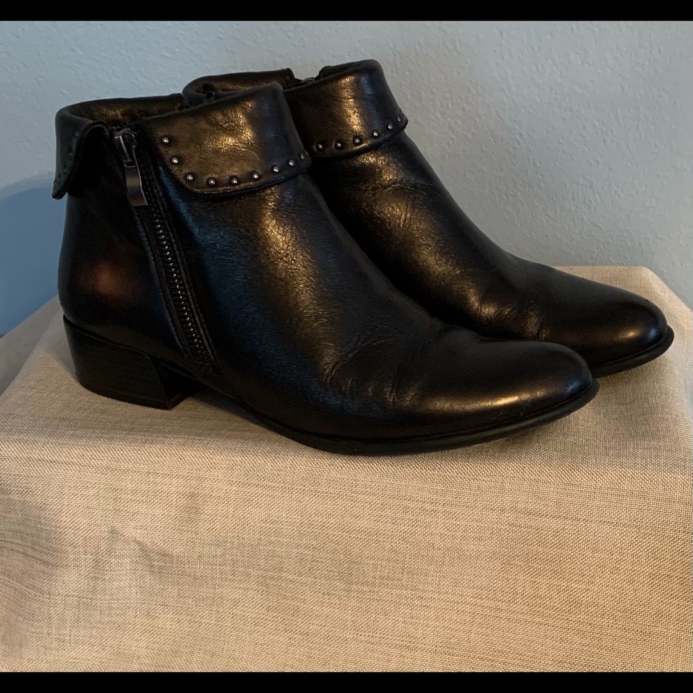 Studded leather bootie